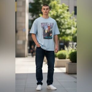 NWT FULL SEND Men’s Pale Blue Short Sleeve Graphic Tee Shirt Steve Will Do It 3X